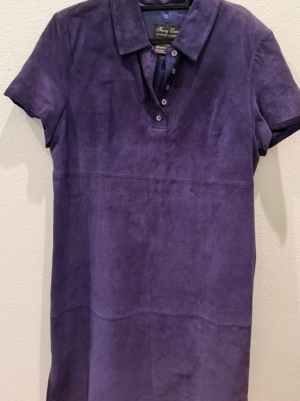Stunning Purple Genuine Suede Polo Maxi Dress by Terry Lewis Women's size 16P